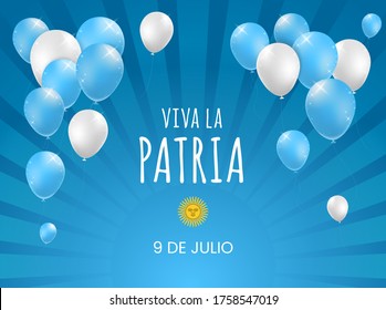 Realistisch hochqualitatives Poster-Design am 9. Juli Argentinien Day mit Balloons auf buntem Hintergrund . Einzelne Vektorelemente