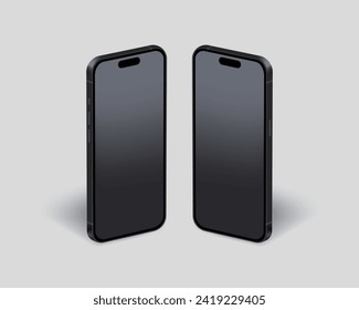Modelación de smartphone con marco negro realista y de alta calidad. Parodia de Smartphone con pantalla en blanco