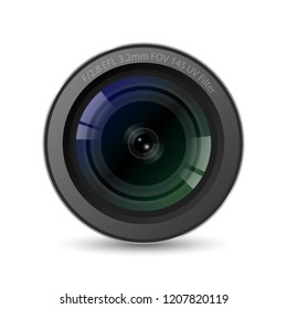 Realistic High Quality camera lens with white background, vector Illustration.