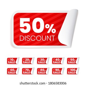 Realistic High Quality Red Labels on White Background . Isolated Vector Elements