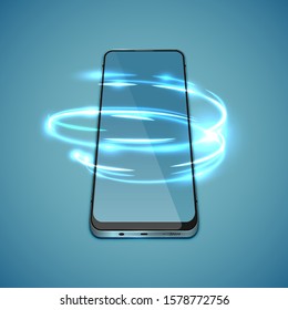 Realistic high-detailed smartphone with connections, vector illustration
