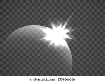 Realistic highlight with glow light effect. Vector star burst on transparent background. Glow light effect.