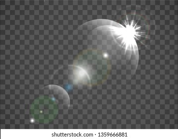 Realistic highlight with glow light effect. Vector star burst on transparent background. Glow light effect.