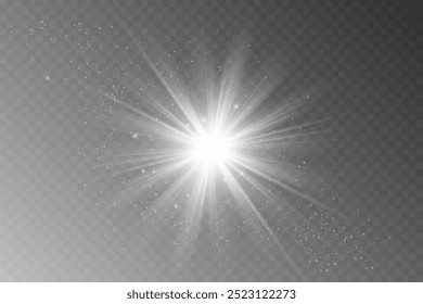 Realistic Highlights: Glowing Effects and Sunlight Reflection on Transparent Background