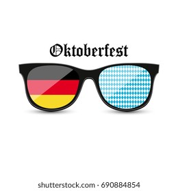 Realistic hipster glasses in a black frame with flag Germany and Oktoberfest. National flag of Germany. Poster for the big Oktoberfest beer festival.