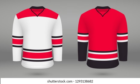 Realistic hockey kit Carolina Hurricanes, shirt template fori ce hockey jersey. Vector illustration