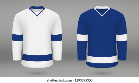 Realistic hockey kit Tampa Bay Lightning, shirt template for ice hockey jersey. Vector illustration