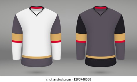 Realistic hockey kit Vegas Golden Knights, shirt template for ice hockey jersey. Vector illustration