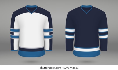 Realistic hockey kit Winnipeg Jets, shirt template for ice hockey jersey. Vector illustration