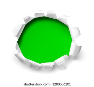 Realistic hole in paper isolated on white background. Vector illustration element ready for your design. Layered file, easy to use on different backgrounds. EPS10.