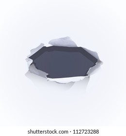 Realistic hole paper. Vector background design.