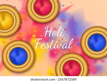 Realistic Holi Festival colorful illustration