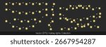 Realistic Holiday lights set isolated on transparent background. Decorative yellow string lights. Vector (EPS) twinkle lights set. Christmas lights collection. Realistic Holiday Light bulb garland