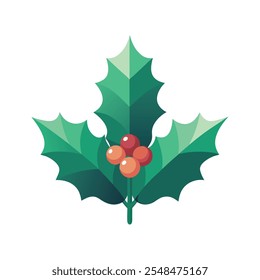 Realistic holly berry icon. Christmas symbol