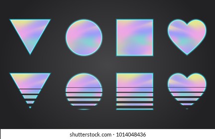 Realistic holographic backgrounds in different colors for design. Hologram to create trendy modern design. Backgrounds for design cards, Mockup , pattern design to printing. Vector Illustration.