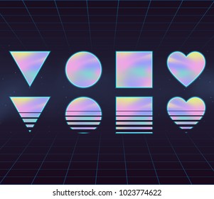 Realistic holographic backgrounds in different colors for design. Hologram to create trendy modern design. Backgrounds for design cards, Mockup , pattern design to printing. Vector Illustration.