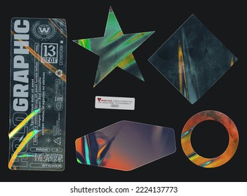 Realistic holographic sticker collection vector