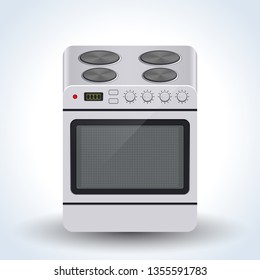 Realistic home electric oven vector icon
