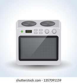 Realistic home electric oven vector icon