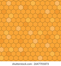 Realistic Honeycomb Hexagon Pattern Background. Seamless beehive texture in Orange Tones. Geometric Tile Design, Abstract Repeating Texture, Modern Digital Wallpaper, Backdrop Decorative Vector Art.