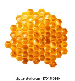 Realistic Honeycombs. Bright color texture honey, 3D hexagons. elements  for design  banner, advertising or wallpaper. vector illustration.