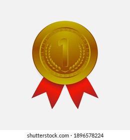 Realistic honor badges gold medal design vector