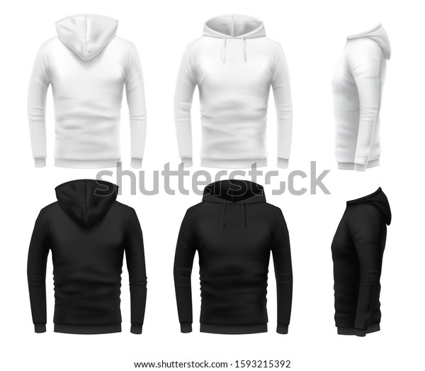 Realistic Hoodie Mockup Black Sweatshirt White Stock Vector Royalty Free 1593215392