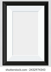 Realistic horizontal black picture frame isolated on transparent background.