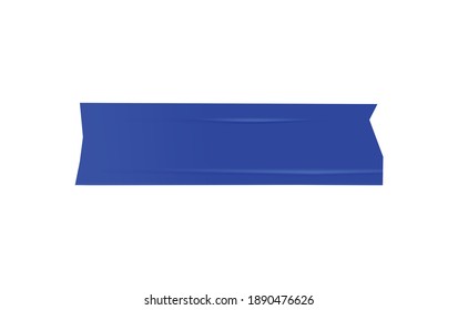 Realistic horizontal blue masking tape piece vector illustration