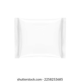 Realistic horizontal flow pack mockup. Vector illustration isolated on white background. Can be use for template your design, promo, adv. EPS10.