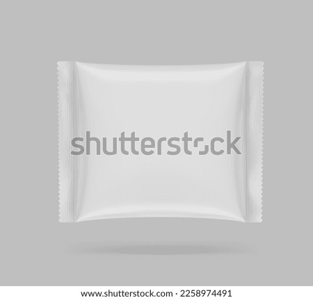 Realistic horizontal flow pack mockup. Vector illustration isolated on transparent background. Can be use for template your design, promo, adv. EPS10.