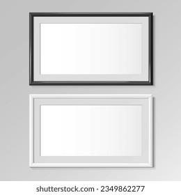 Marcos horizontales realistas Color blanco y negro. Para una imagen con una relación de aspecto de 2 a 1 afiches en la pared Maquillaje. Plantilla de diseño de tramas para la recolección. Ilustración del vector