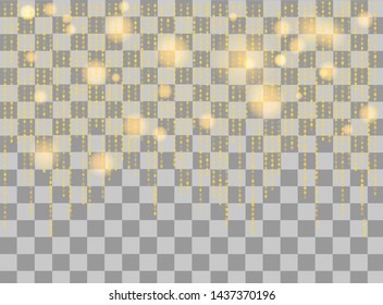 Realistic horizontal  garlands with glow effect. Background with sparks and garlands. Glow light effect on transparent background.