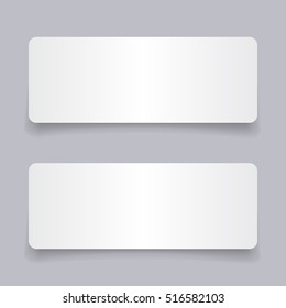 Realistic horizontal paper card with round corners and shadow isolated on gray background. Vector mock up for graphic design, presentation, business identity, web banner, web header, paper template.