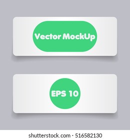 Realistic horizontal paper card with round corners and shadow isolated on gray background. Vector mock up for graphic design, presentation, business identity, web banner, web header, paper template.