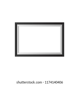 Realistic horizontal picture frame isolated on white background with black border. Photo Frame vector illustration. EPS10 compatible