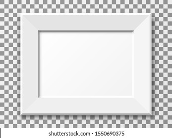 Realistic horizontal picture frame isolated on transparent background.