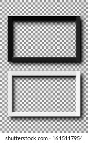 Realistic horizontal picture frame isolated on transparent background.