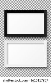 Realistic horizontal picture frame isolated on transparent background.