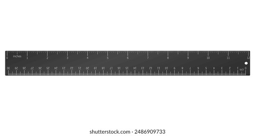 Realistic Horizontal Ruler Icon Isolated On White Background.	