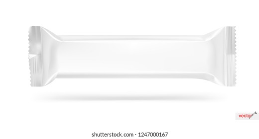 Realistic horizontal snack bar mockup isolated on white background. Vector illustration ready for your design. Can be used for food, medical, cosmetic and hygiene. EPS 10.