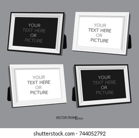 Realistic horizontal wall mount hanging on a gray background. Perfect for your presentations as both text and photos. Vector illustrations