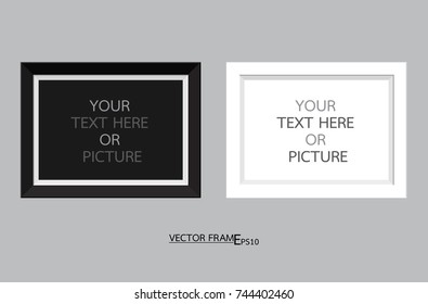 Realistic horizontal wall mount hanging on a gray background. Perfect for your presentations as both text and photos. Vector illustrations