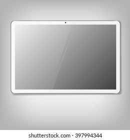 Realistic horizontal white tablet. vector 