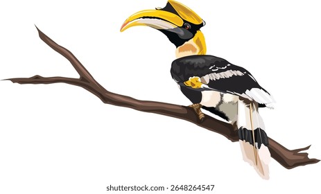 Vetor de desenho de hornbill realista e isolado