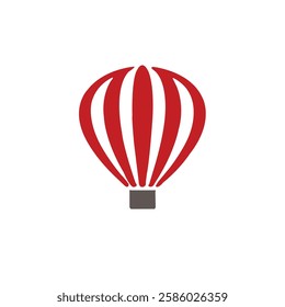 Realistic Hot Air Balloon on white background. Vector illustration of a red air balloon.