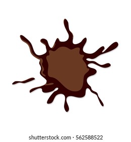 Realistic hot chocolate drop shape splash. Banner love hot chocolate dessert. 3D vector illustration. Tasty trendy picture. Sweet brown cream liquid wave. Food and drink.
