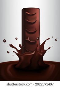 Chocolate Caliente Realista Con Barra De Velas En El Centro. Vector EPS10