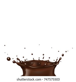 Realistic Hot Chocolate Splash Liquid. EPS10 Vector