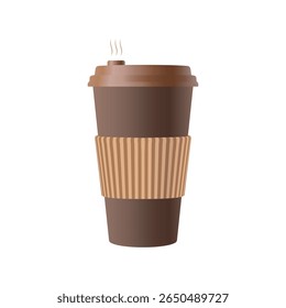Realista taça de café quente com nervurada vetor ilustração